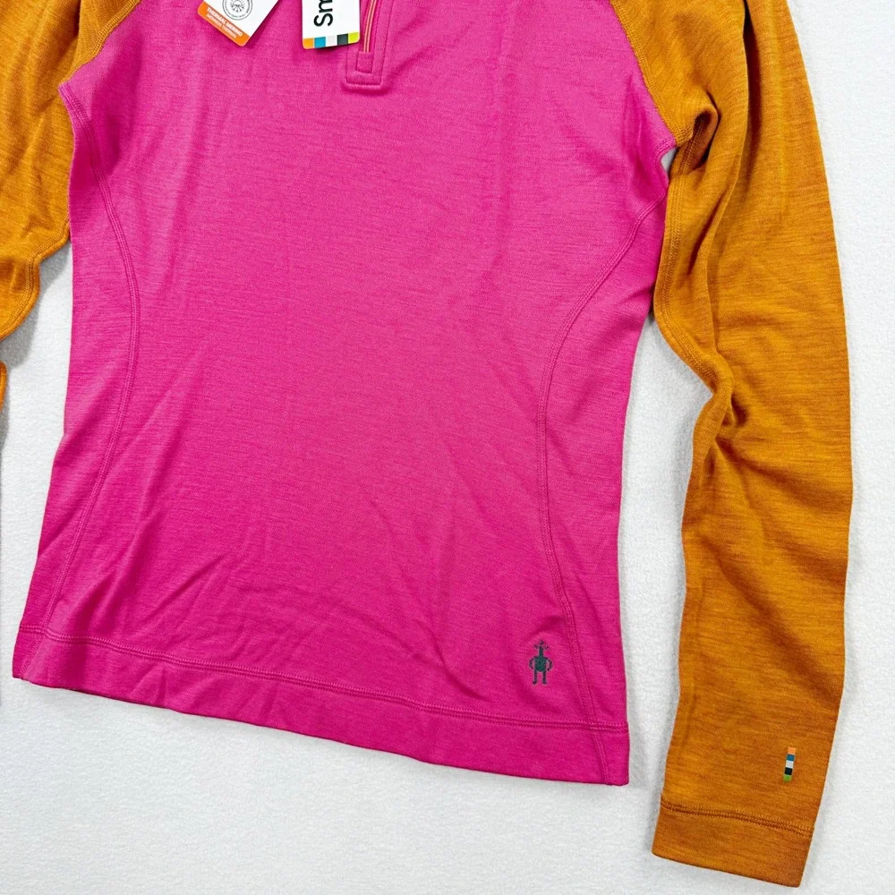 Smartwool Classic Thermal 1/4 Zip Baselayer Top Size S Womens Power Pink NEW - Picture 3 of 9